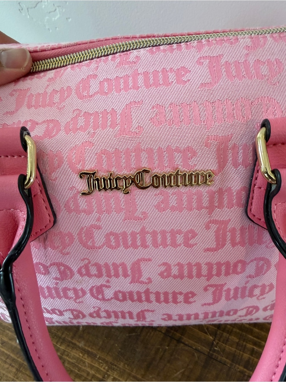 Juicy Couture Pink Monogram Speedy Handbag Double Satchel Missing Long Strap - Picture 14 of 16